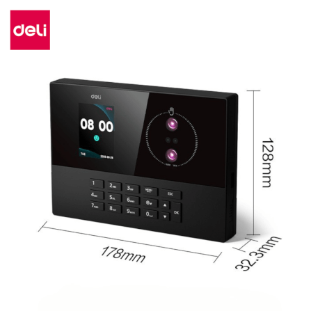 เครื่องสแกนใบหน้าและสแกนฝ่ามือ DELI ES173-BK-01 สีดำ_8